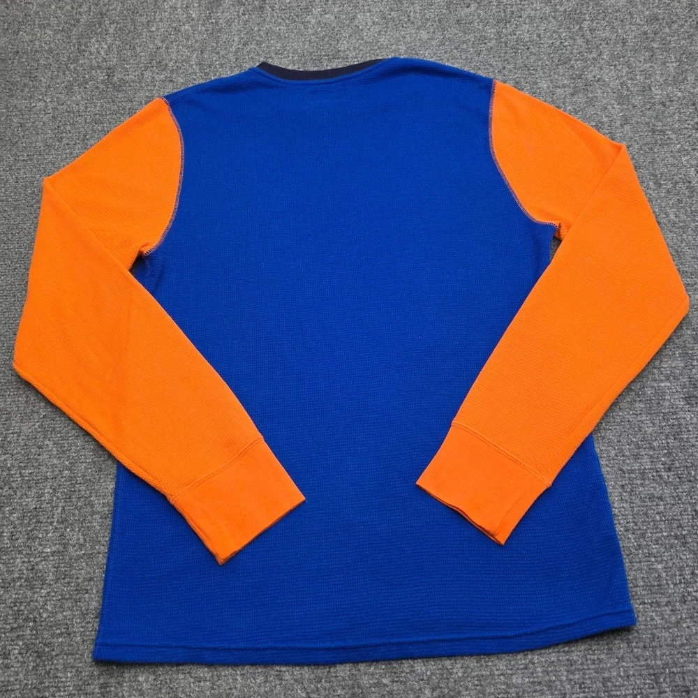Polo Ralph Lauren Waffle Knit Thermal Shirt Men's Medium Blue Orange Long Sleeve